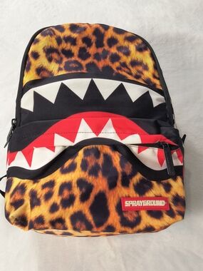 Sprayground Leopard Shark Mouth Backpack - Yellow, Black, Red, White